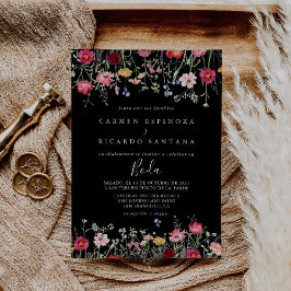 Convite Casamento Espanhol de Flor Selvagem de Jardim Mult