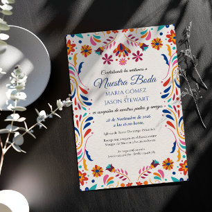 Convite Casamento Espanhol Estético Floral Elegante Fiesta