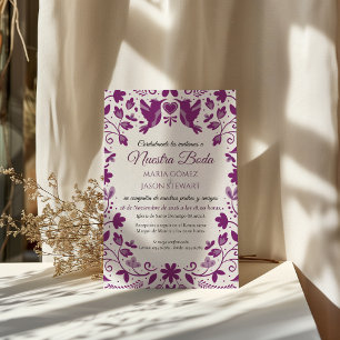 Convite Casamento Espanhol Estético Romântico Floral Roxo
