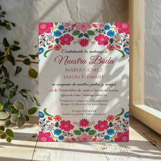 Convite Casamento Espanhol Floral Colorido Elegante Boda