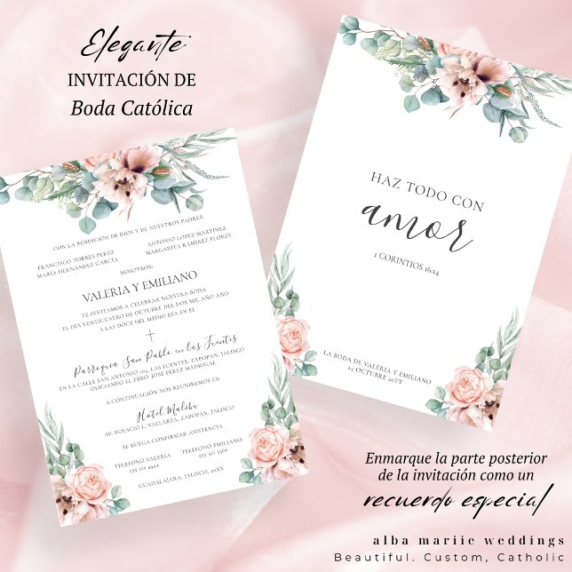Convite Casamento Espanhol Katrina Invitación Boda Catolic (Criador carregado)