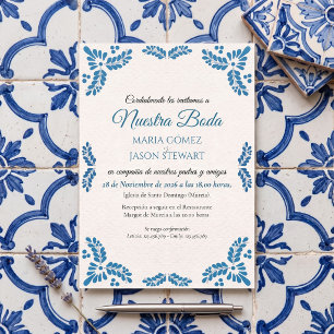 Convite Casamento Espanhol Minimalista Talavera Turquesa