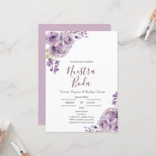 Convite Casamento Espanhol Purple Floral