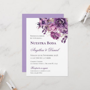 Convite Casamento Espanhol Roxo
