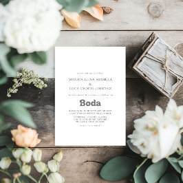 Convite Casamento Espanhol Simples Formal Boda
