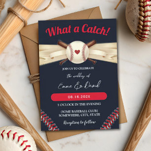 Convite Casamento Esportivo Com Marinho Escuro Baseball Lo