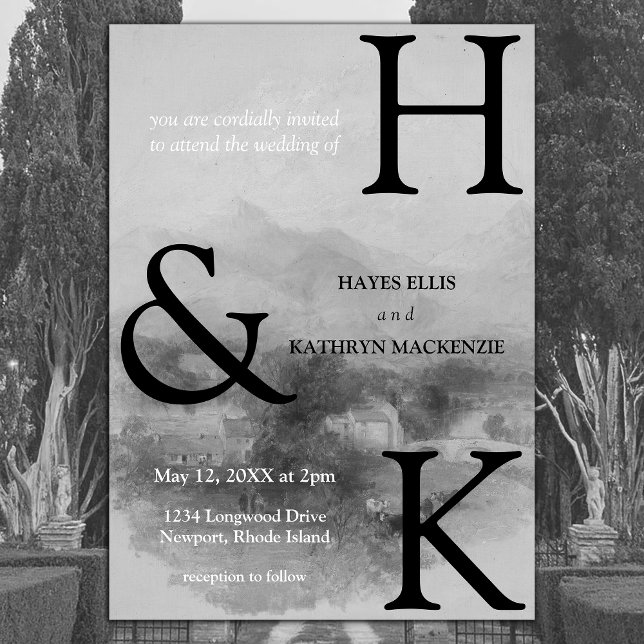 Convite Casamento estético clássico romântico do velho din (Criador carregado)