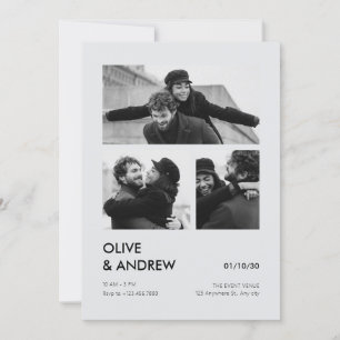 Convite Casamento estético de colagem de fotos modernas