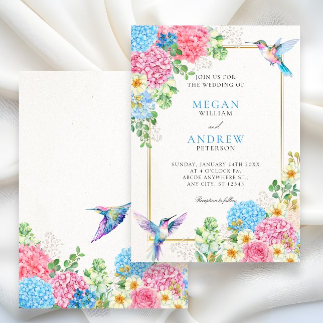 Convite Casamento estético de pássaros florais (Criador carregado)