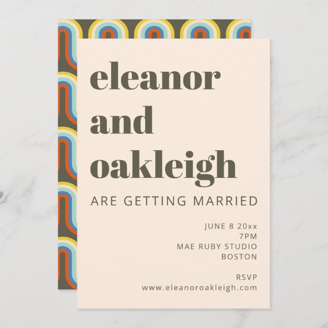 Convite Casamento Estético Verde Oleícola a 60 anos 70 (Frente/Verso)