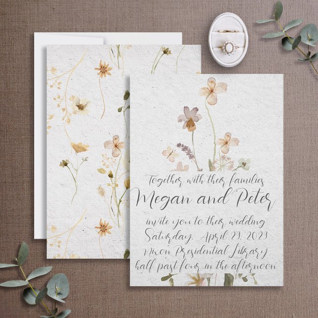 Convite Casamento Estilo Caligrafia Arte-Fina de Flor Silv (Criador carregado)