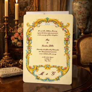 Convite Casamento Estilo Floral Rococó Era Vitoriana 1835