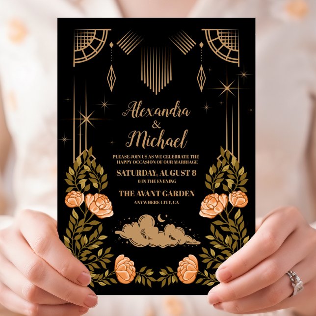 Convite Casamento Estrelas Preto Meia-Noite Celestial (Criador carregado)