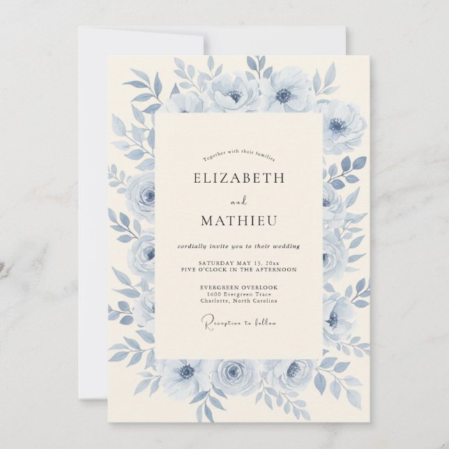 Convite Casamento Etéreo Azul Gélido (Frente)