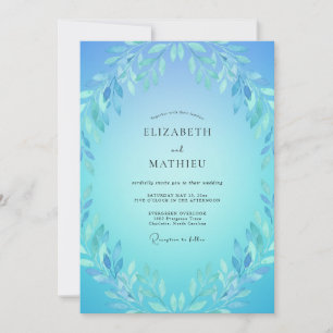 Convite Casamento Etéreo de Primavera Azul Azure