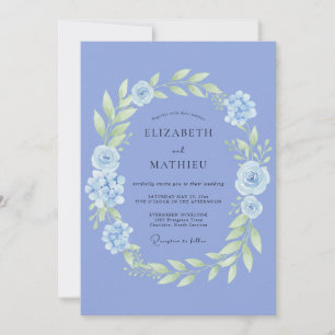 Convite Casamento Etéreo de Primavera Azul Centáurea