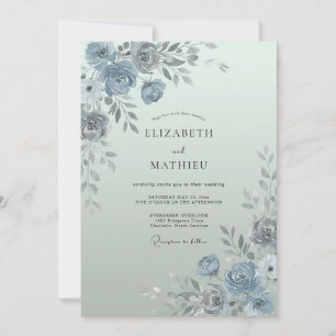 Convite Casamento Etéreo de Primavera Azul Nebuloso