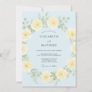 Convite Casamento Etéreo de Primavera Azul Pálido