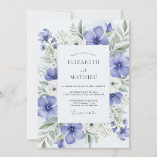Convite Casamento Etéreo de Primavera Azul Violeta