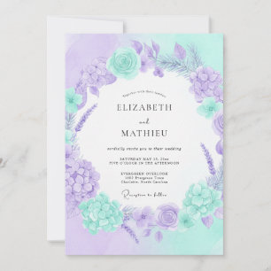 Convite Casamento Etéreo de Primavera com Lavanda e Hortel