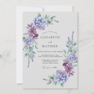 Convite Casamento Etéreo de Primavera com Periwinkle