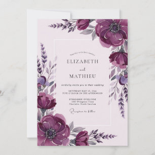 Convite Casamento Etéreo de Primavera com Roxo Fundo