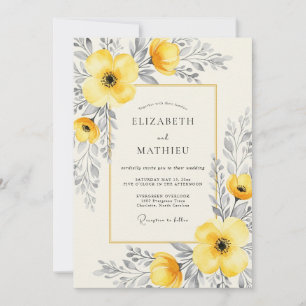 Convite Casamento Etéreo de Verão com Carvão Amarelo