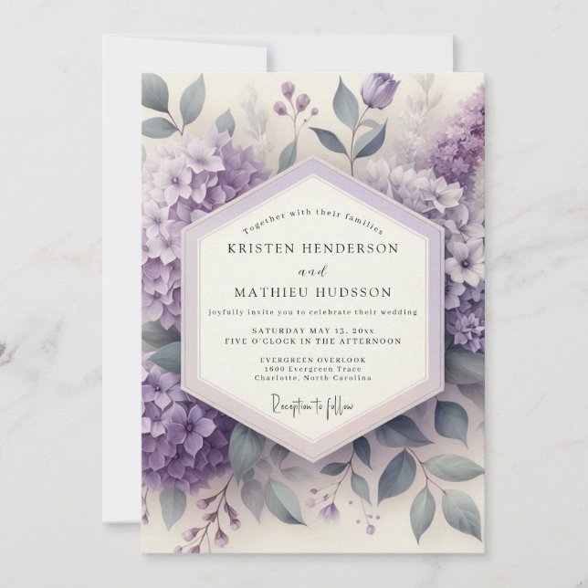 Convite Casamento Etéreo Flor de Lavanda (Frente)