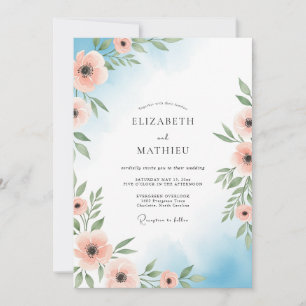 Convite Casamento Etéreo Flor de Pêssego