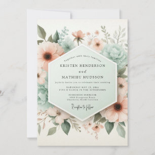 Convite Casamento Etéreo Flor de Pêssego