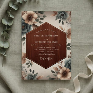 Convite Casamento Etéreo Floral Bege