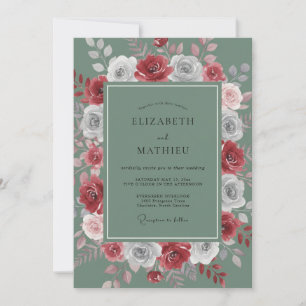 Convite Casamento Etéreo Floral Borgonha