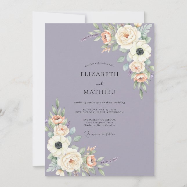 Convite Casamento Etéreo Floral de Vinca (Frente)