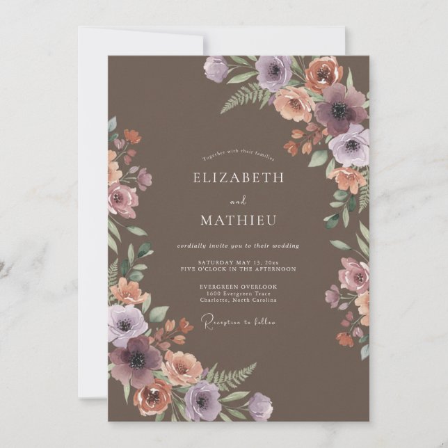 Convite Casamento Etéreo Floral Rosa (Frente)