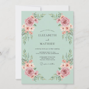 Convite Casamento Etéreo Floral Rosa