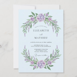 Convite Casamento Etéreo Lavanda Azul Pó