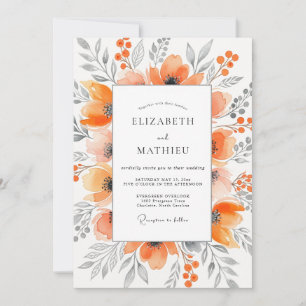 Convite Casamento Etéreo Outonal Laranja
