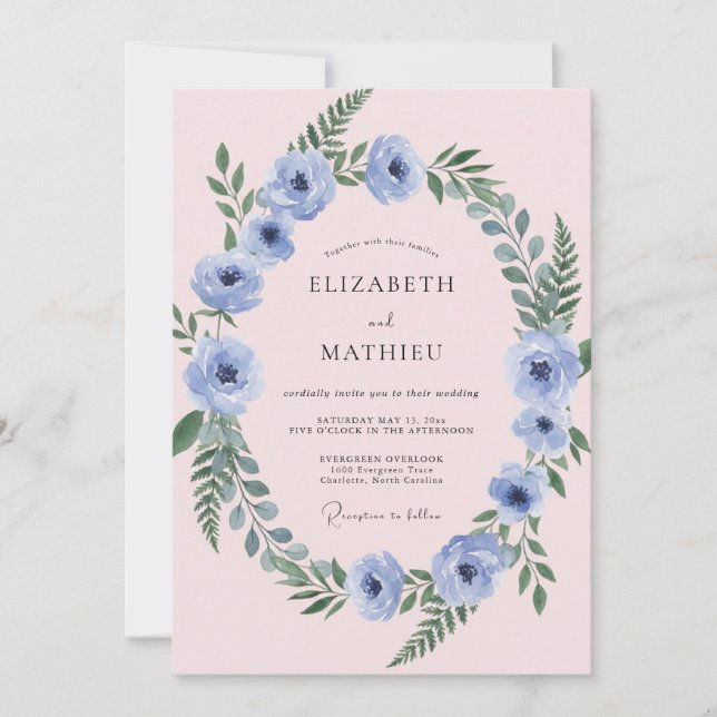 Convite Casamento Etéreo Pastel de Centáurea (Frente)