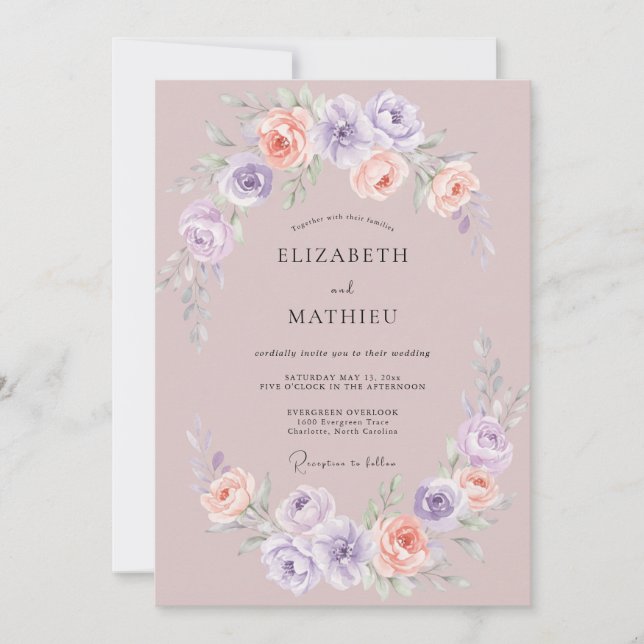 Convite Casamento Etéreo Rosa na Primavera (Frente)