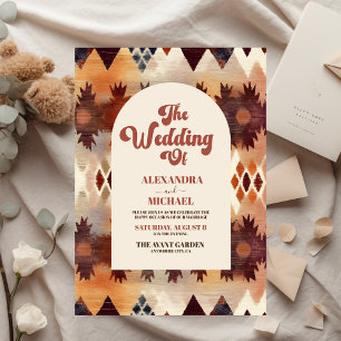 Convite Casamento Étnico Ocidental Marrom Tribal Asteca