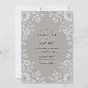 Convite Casamento Eucalipto Cornflower Taupe Ice