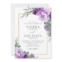 Casamento Eucalipto Floral Roxo e Dourado Elegante