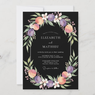 Convite Casamento Eucalipto Fruta Roxa Preta