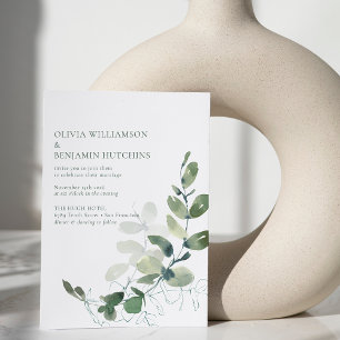 Convite Casamento Eucalipto Verde Russo Moderno