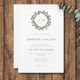 Convite Casamento Eucalipto Wreath Verde Mínimo