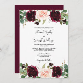 Convite Casamento Eucalyptus Blush Burgundy