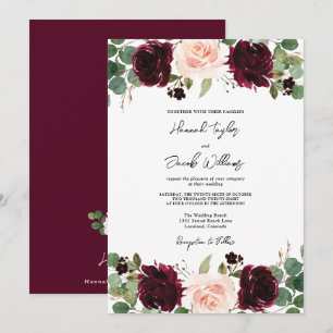 Convite Casamento Eucalyptus Blush Burgundy
