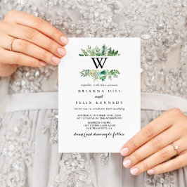 Convite Casamento Eucalyptus Botanical Foliage Monogramas
