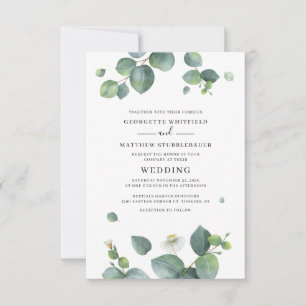 Convite Casamento Eucalyptus Botanical Watercolor