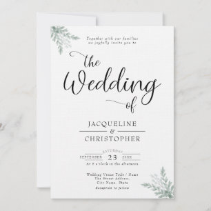Convite Casamento Eucalyptus Branco e Monograma